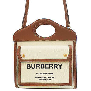 Burberry Two Tone Canvas Leather Pocket Bag